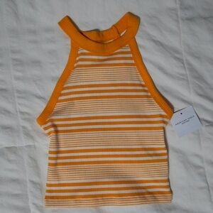 American Eagle Outfitters Orange and White Striped Tank Top